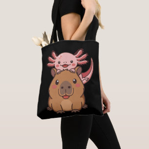 Bolsa Tote Capivara Axolote Kawaii Amante de Animais Dia do Z