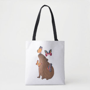 Bolsa Tote Capivara Engraçada com Borboleta – Adorável Animal