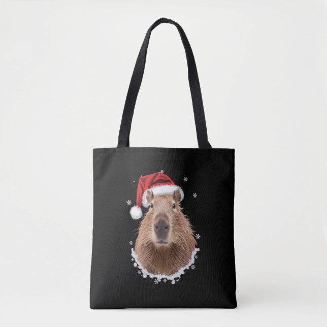 Bolsa Tote Capivara Natal Engraçado  (Frente)