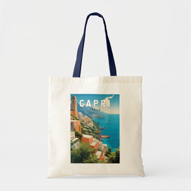 Bolsa Tote Capri Italy Viagem Art Vintage (Frente)