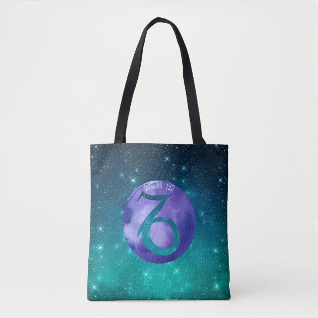Bolsa Tote Capricórnio Birthday Astrology Sinal Indigo no Tea (Frente)