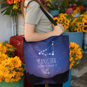 Bolsa Tote Capricórnio Constelação Zodiac Personalizada