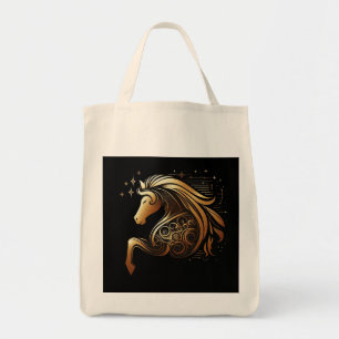 Bolsa Tote Capricórnio Zodíaco Cavalo Dourado Astrologia