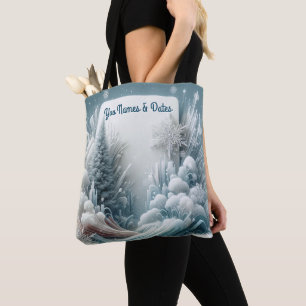 Bolsa Tote Capturar a cena de inverno da arte e cristais de n