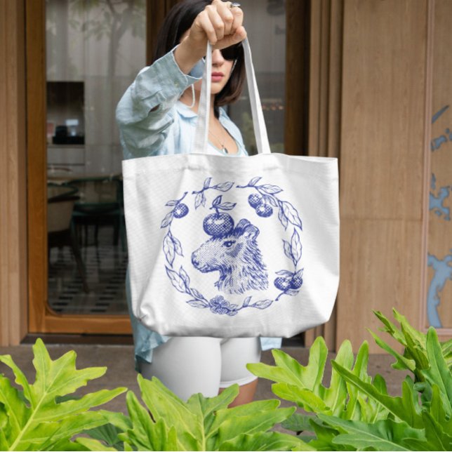 Bolsa Tote Capybara Animal Com Maçãs (Criador carregado)