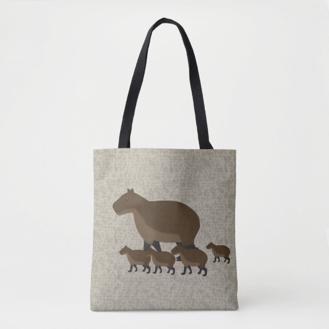 Bolsa Tote Capybara por todo o lado na sacola (Frente)