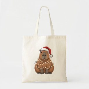 Bolsa Tote Capybara Xmas Correspondendo a Papais noeis Engraç