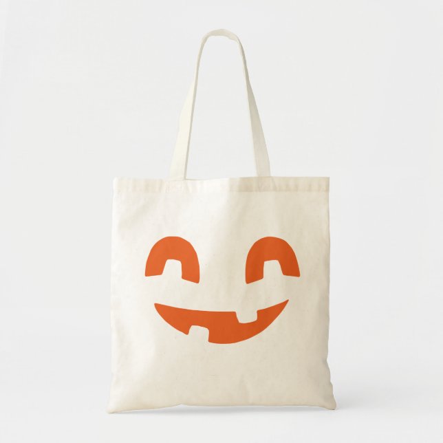 Bolsa Tote Cara de Abóbora do Halloween (Frente)