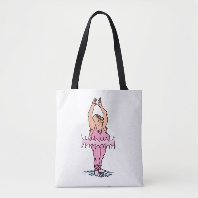 Bolsa Tote Cara de Balé Rosa Engraçado (Frente)