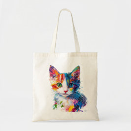 Bolsa Tote Cara de Gato Vibrante – Gato Artístico 