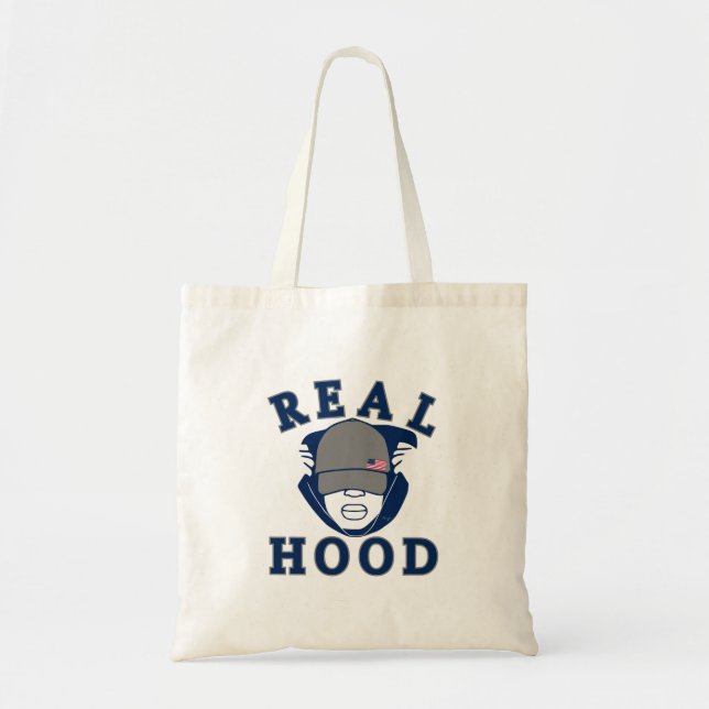 Bolsa Tote cara DE SANGUE DA cinza azul EM HOODIE (Frente)