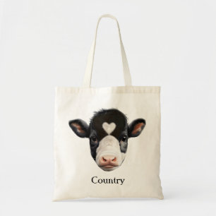 Bolsa Tote Cara de Vaca Preta e Branca Country