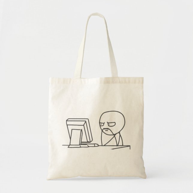 Bolsa Tote Cara Meme do computador - saco (Frente)