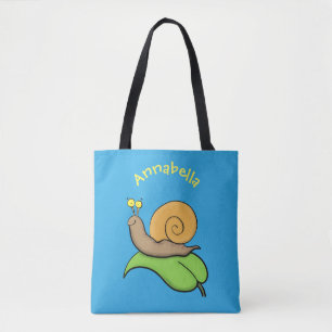 Bolsa Tote Caracol bonito e feliz numa ilustração de desenh