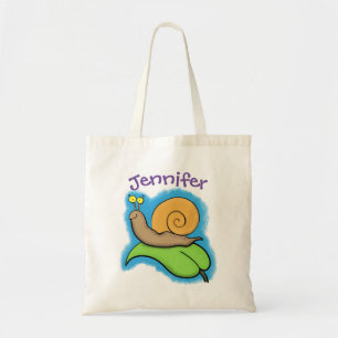 Bolsa Tote Caracol bonito e feliz numa ilustração de desenho