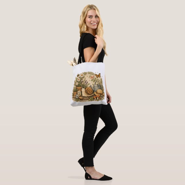 Bolsa Tote Caracol Botânico Rústico para Amantes d (No(a) Modelo)