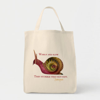 Bolsa Tote Caracol Fractal Vermelho brilhante com citação de
