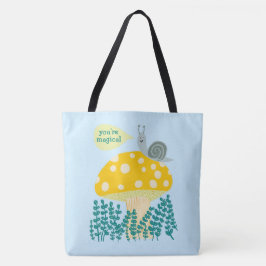 Bolsa Tote Caracol Whimsical em Magical Mushroom CUSTOM