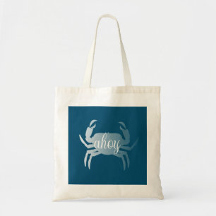 Bolsa Tote Caranguejo Minimalista Crustáceo Ahoy Marinha