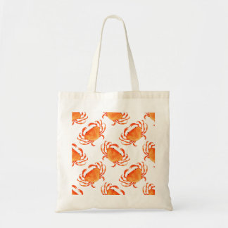 Bolsa Tote Caranguejos Aquarela: Padrão Branco De Fundo