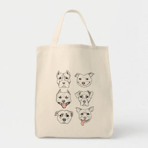 Bolsa Tote Caras bonitos do cão de Pitbull
