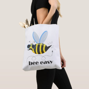 Bolsa Tote Caráter de abelha com óculos de sol do bigode Abel