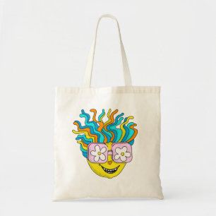 Bolsa Tote Caráter engraçado sorridente com óculos cor-de-ros