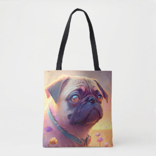 Bolsa Tote Caráter Pet De Pintura De Portraços De Cães