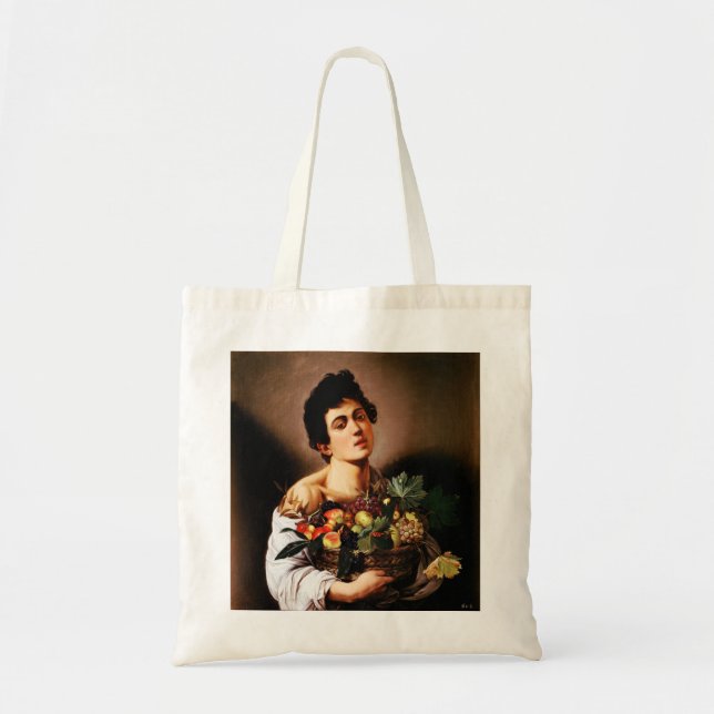 Bolsa Tote Caravaggio Boy com uma cesta de Tote Fruta (Frente)