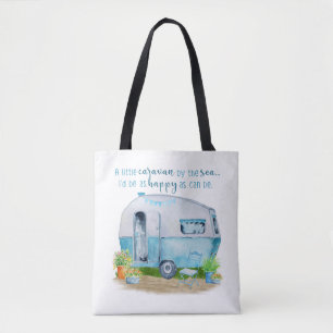 Bolsa Tote Caravana retro do campista do vintage azul bonito
