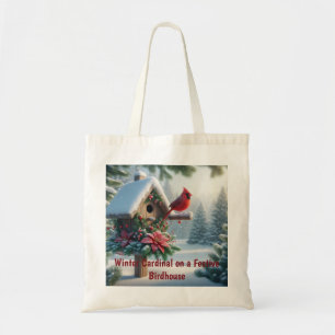 Bolsa Tote Cardeal de inverno em um abrigo festivo
