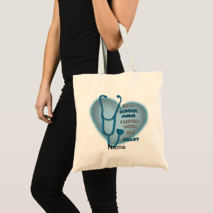 Bolsa Tote Cardíaca Azul Enfermeira Tote Bag