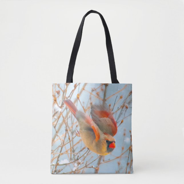Bolsa Tote Cardinal-do-norte Voando - Fotografia Original (Frente)