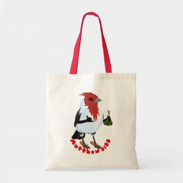 Bolsa Tote CARDINAL VERMELHO DE CRISTA DA HAVAÍ—versículo da  (Frente)