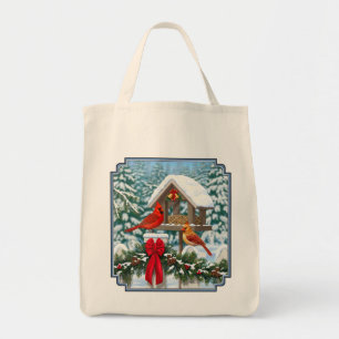 Bolsa Tote Cardinhos e alimentação de pássaros de Natal