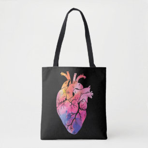 Bolsa Tote Cardiologia Colorida do Coração Anatômico Paste