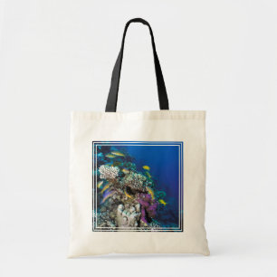 Bolsa Tote Cardumes de Salmonete em torno de Pequeno Coral