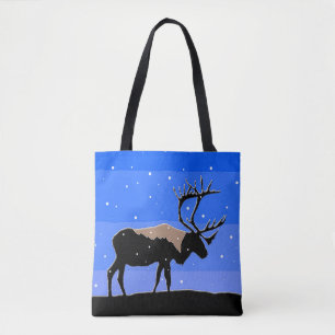 Bolsa Tote Caribu no Inverno - Arte Original da Vida Selvagem