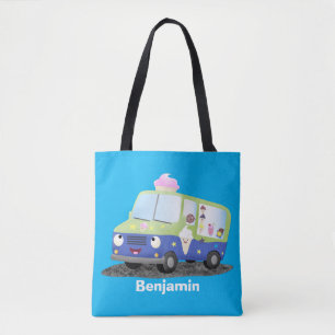 Bolsa Tote Caricatura de caminhão de sorvete feliz