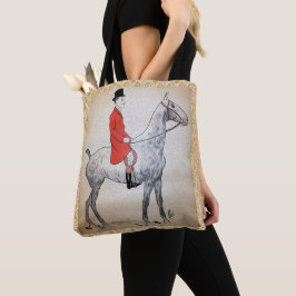Bolsa Tote Caricatura de Cavalo e Cavaleiro em Paisley