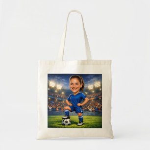Bolsa Tote Caricatura de Futebol/Futebol Personalizada com Fo