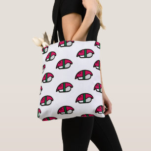 Bolsa Tote Caricatura Kawaii Sushi, Arroz de Peixe e Algas