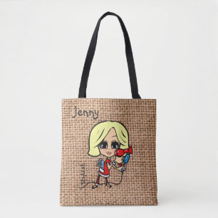 Bolsa Tote Caricatura loira personalizada de cabelos