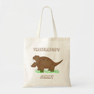 Bolsa Tote Caricatura Marrom Dinossauro Tote Bag