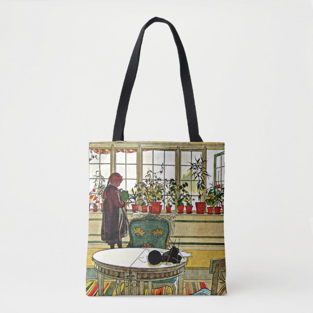 Bolsa Tote Carl Larsson - Flores em uma janela, belas artes (Frente)