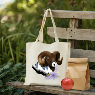 Bolsa Tote Carneiro Majestoso Bighorn Brown Sheep Montanhas V
