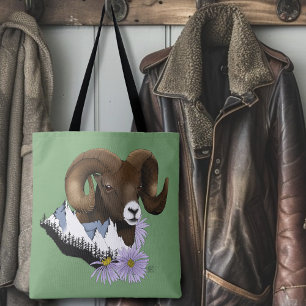 Bolsa Tote Carneiro Majestoso Bighorn Brown Sheep Montanhas V