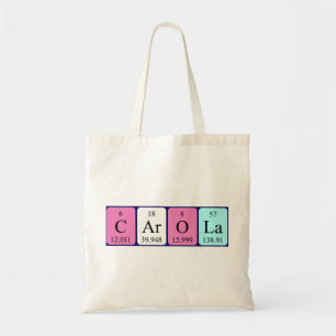 Bolsa Tote Carola com nome de mesa periódico tote saco