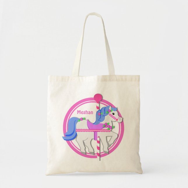 Bolsa Tote Carousel Pony Pink e Blue (Frente)