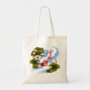 Bolsa Tote Carpa koi elegante no lago de lótus
